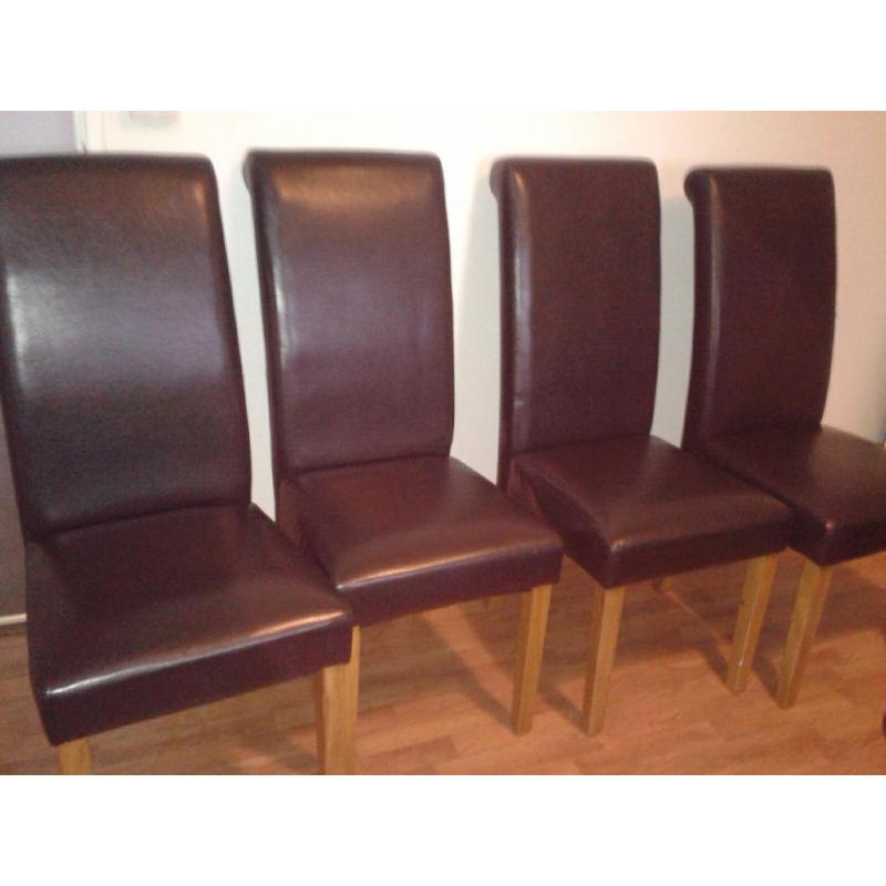 ?4 dark brown leather dining chairs?