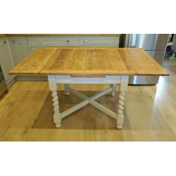 1930s oak barley twist draw leaf table, extending dining table, kitchen table, vintage table