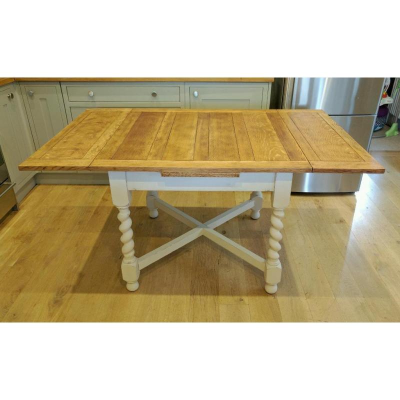 1930s oak barley twist draw leaf table, extending dining table, kitchen table, vintage table