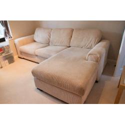 Cream sofa bed with chesis long. Very good condition.