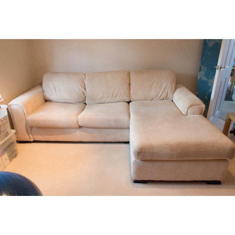 Cream sofa bed with chesis long. Very good condition.