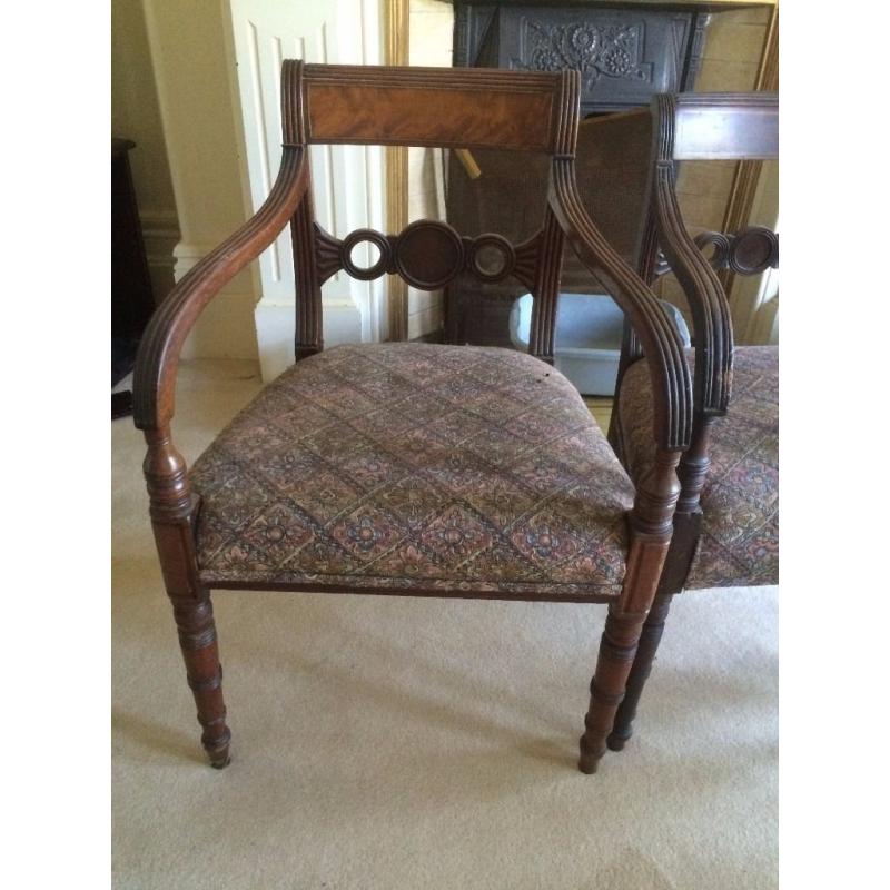 5 chairs Victorian wooden genuine Victorian, 2 with arms. Fantastic quality and elegant.