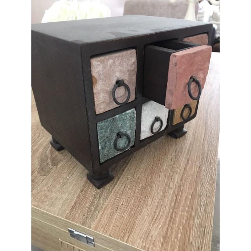 Mini tabletop chest of drawers