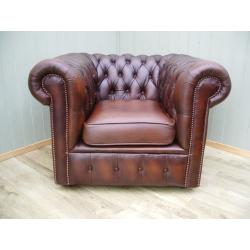 Brown leather Chesterfield Club Chair.