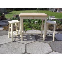 Shabby Chic Pine Farmhouse Country Breakfast bar and 2 stools in Farrow & Ball Cream No 67