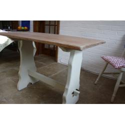 Shabby Chic small refrectory table with stripped ash top