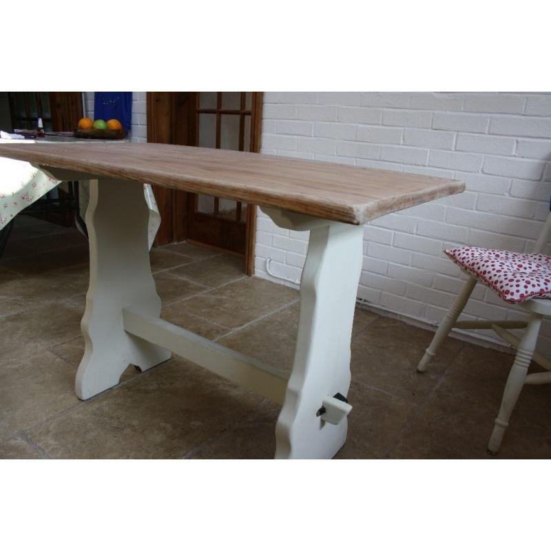 Shabby Chic small refrectory table with stripped ash top