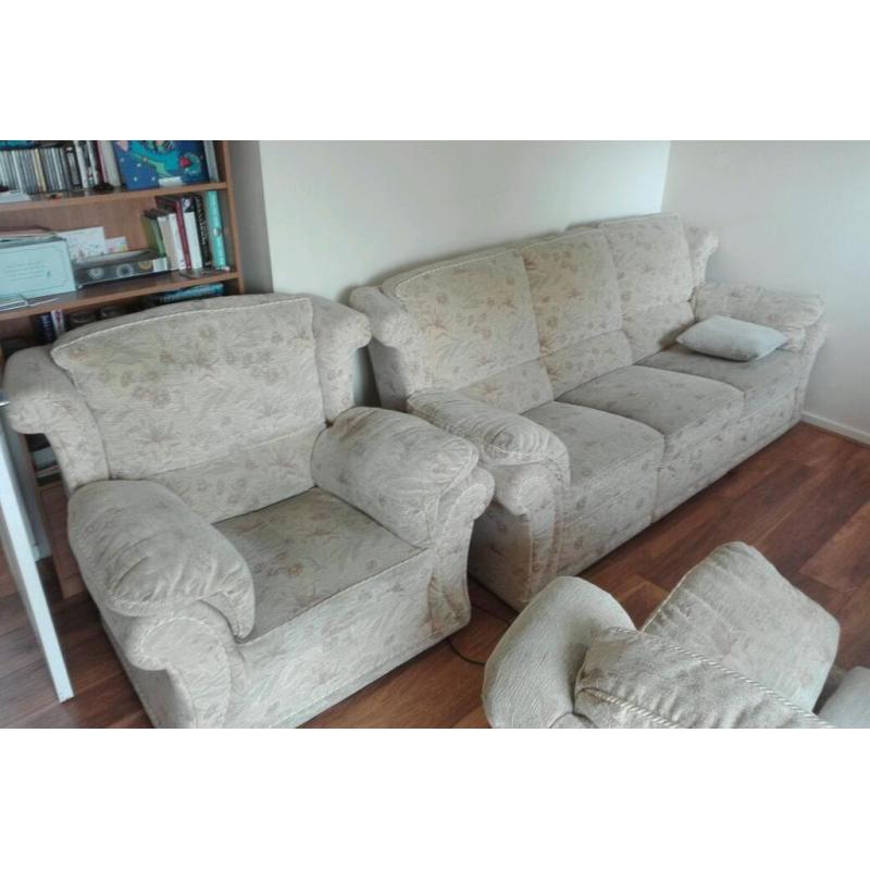 Electric reclining 3 seater sofa with 2 chairs