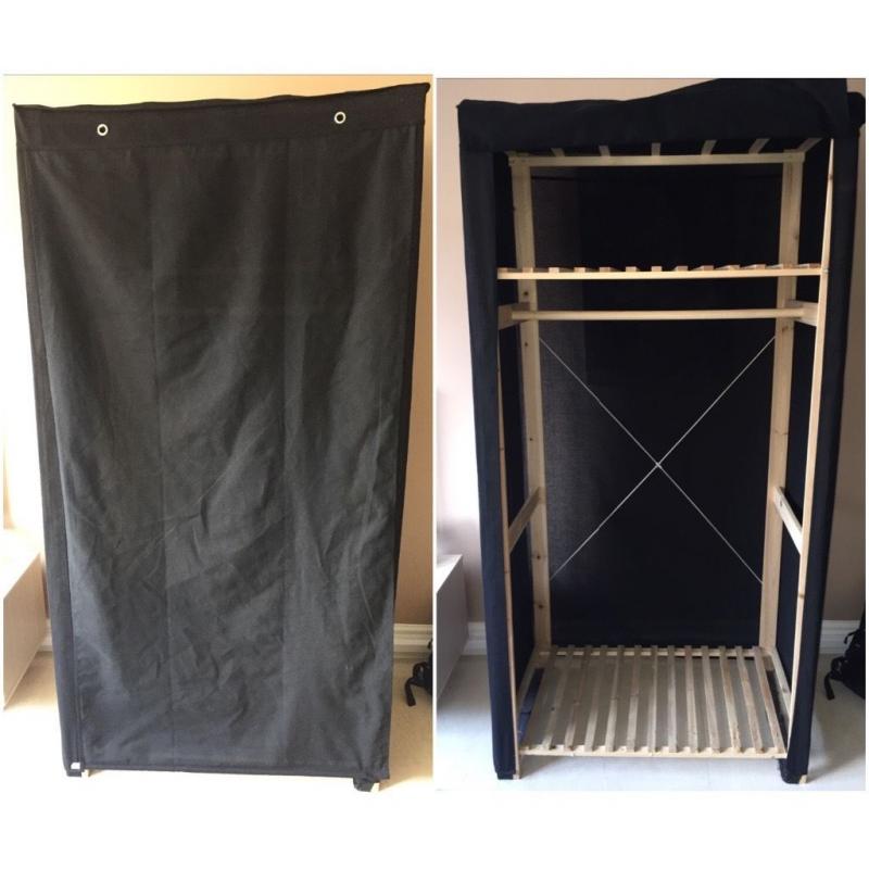 Black Fabric Single Wardrobe