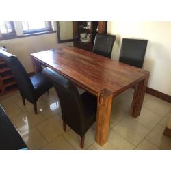 Solid wood dining room furniture, with large mirror & six seats, coffee table, mirror, tv unit.