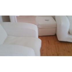 Lovely off white corner sofa and arm chair