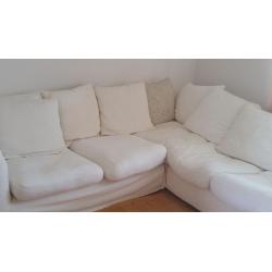 Lovely off white corner sofa and arm chair