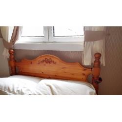 High quality pine double bed, wardrobe and dressing table with stool.