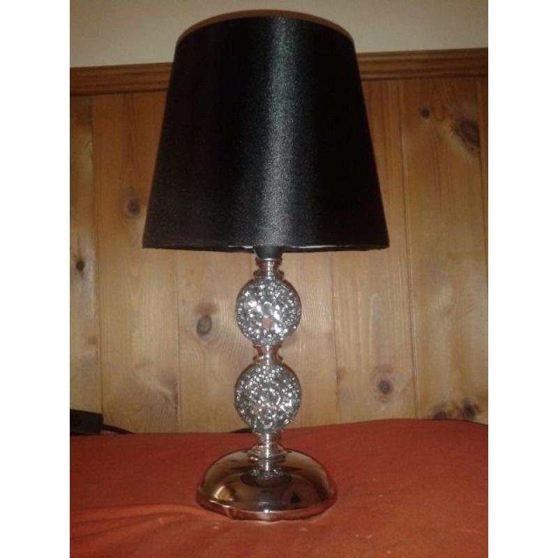 Table lamp - black shade, chrome-mirrored