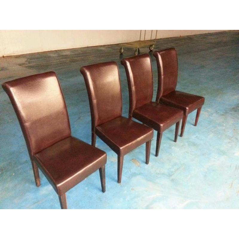 4 x brown scroll dining table chairs (item 1)