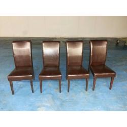 4 x brown scroll dining table chairs (item 1)