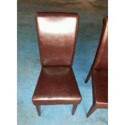 4 x brown scroll dining table chairs (item 1)