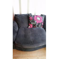 LUSH GREYISH BLACK CURVED CORNER SOFA FOR SALE.