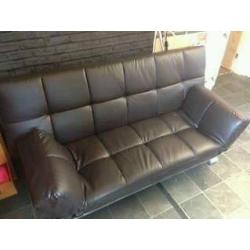 Leather black brown Sofa bed