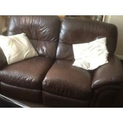 Three seater two seater recliner leather sofas