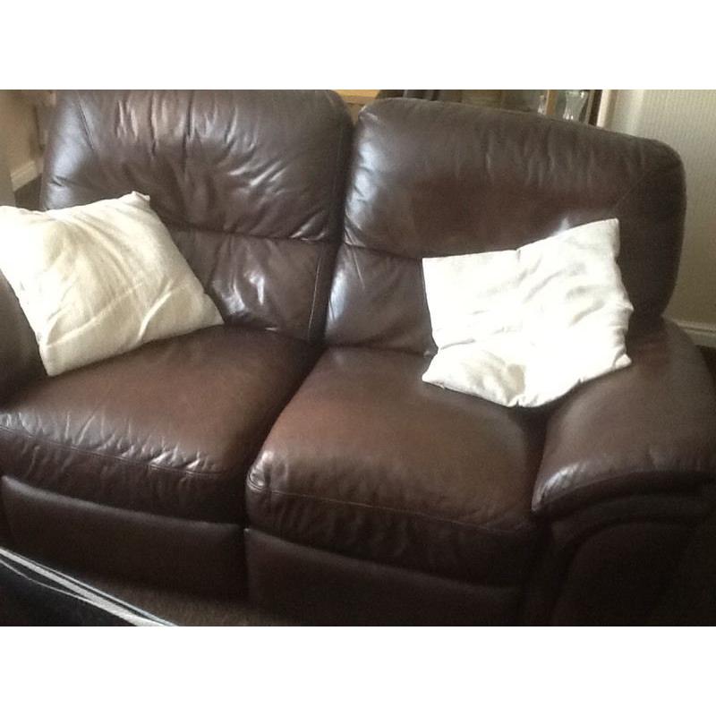 Three seater two seater recliner leather sofas