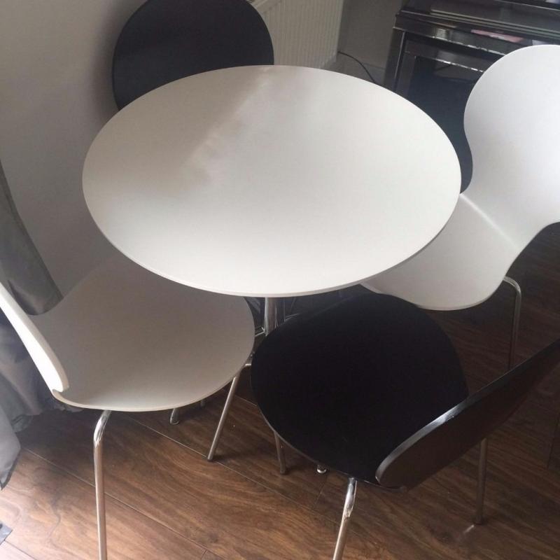 Round white table and 4 chairs from BHS