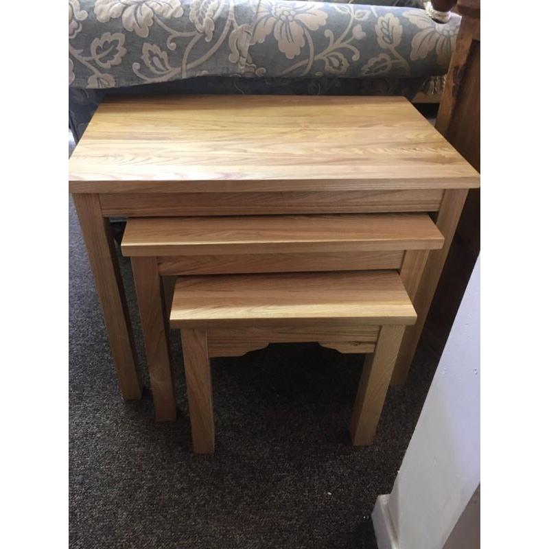 Solid oak nest of tables