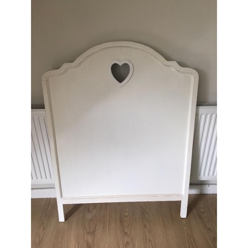 SINGLE BED AND WHITE HEART HEADBOARD