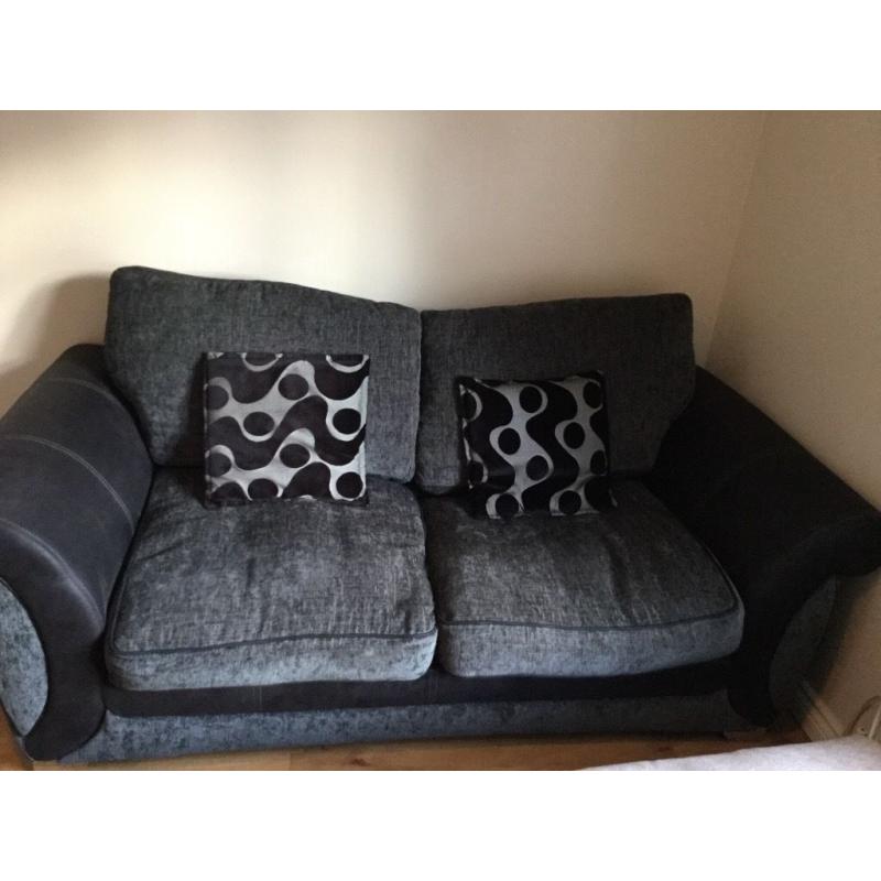 Sofa Bed - Black and grey - double bed pulls out with mattress, only used once