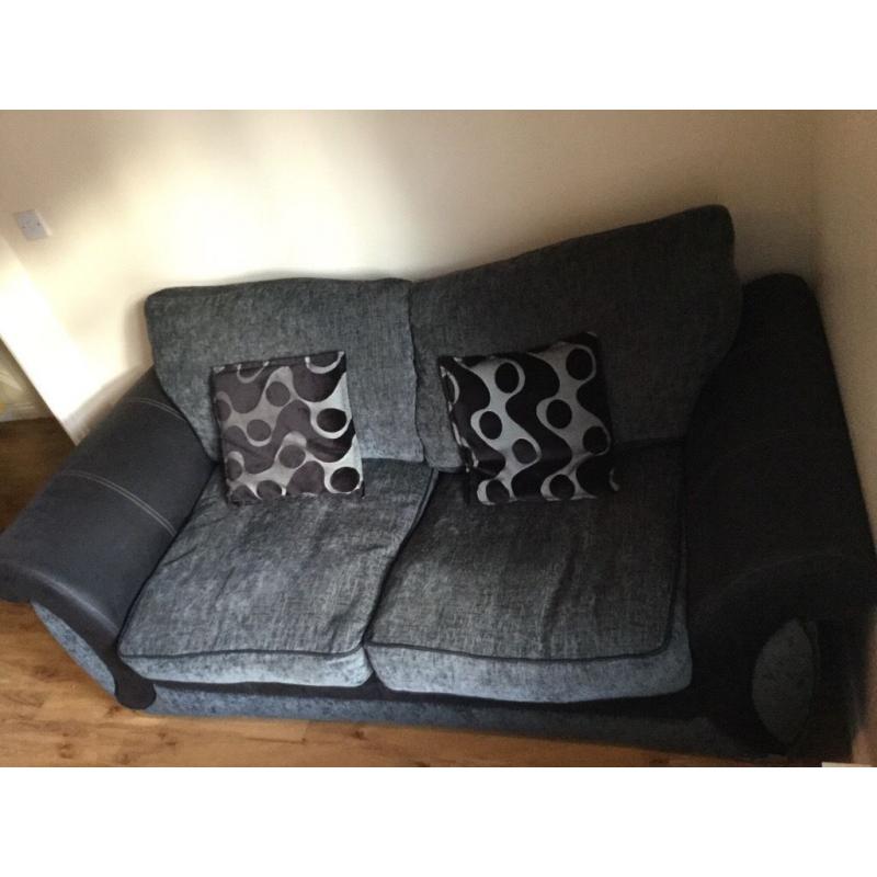 Sofa Bed - Black and grey - double bed pulls out with mattress, only used once