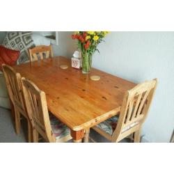 Pine table and chairs