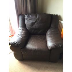 Brown Leather 2 seater sofa and armchair