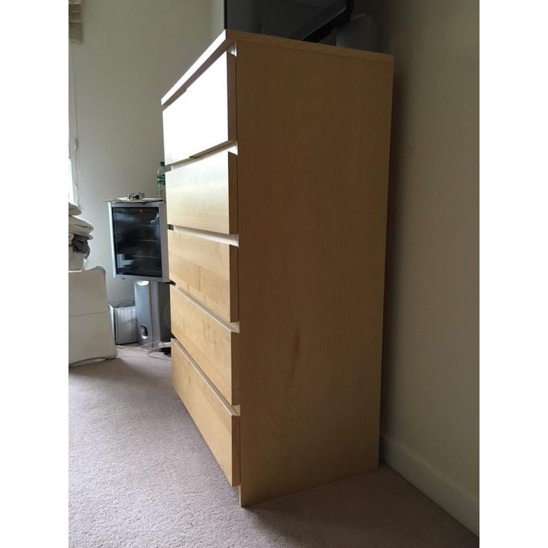 MALM, oak veneer, chest of 6 drawers