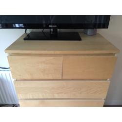 MALM, oak veneer, chest of 6 drawers