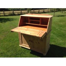 Pine Bureau with Cupboard