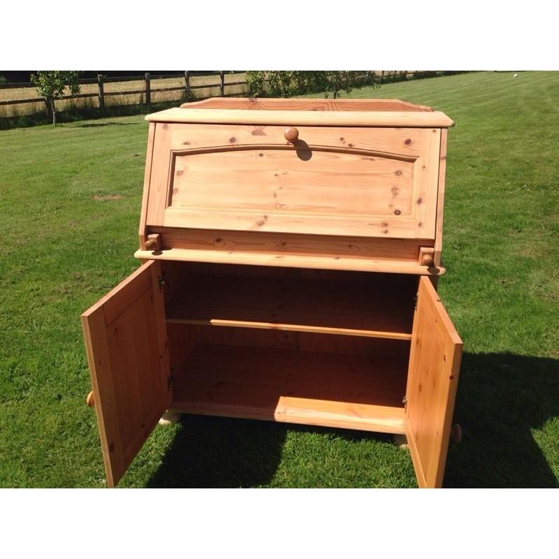 Pine Bureau with Cupboard