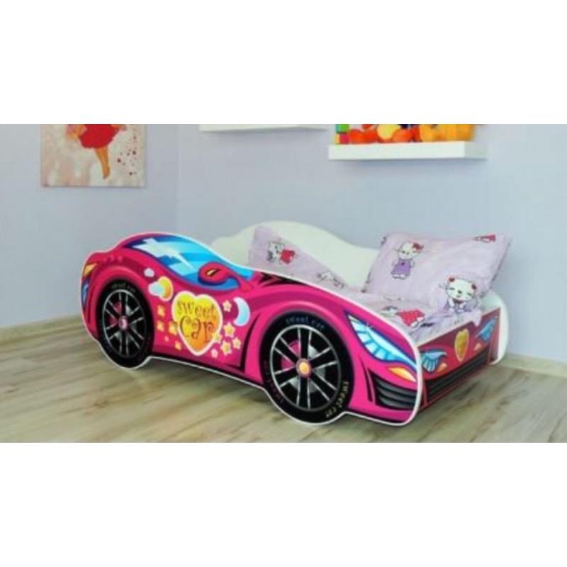 Girls pink car bed