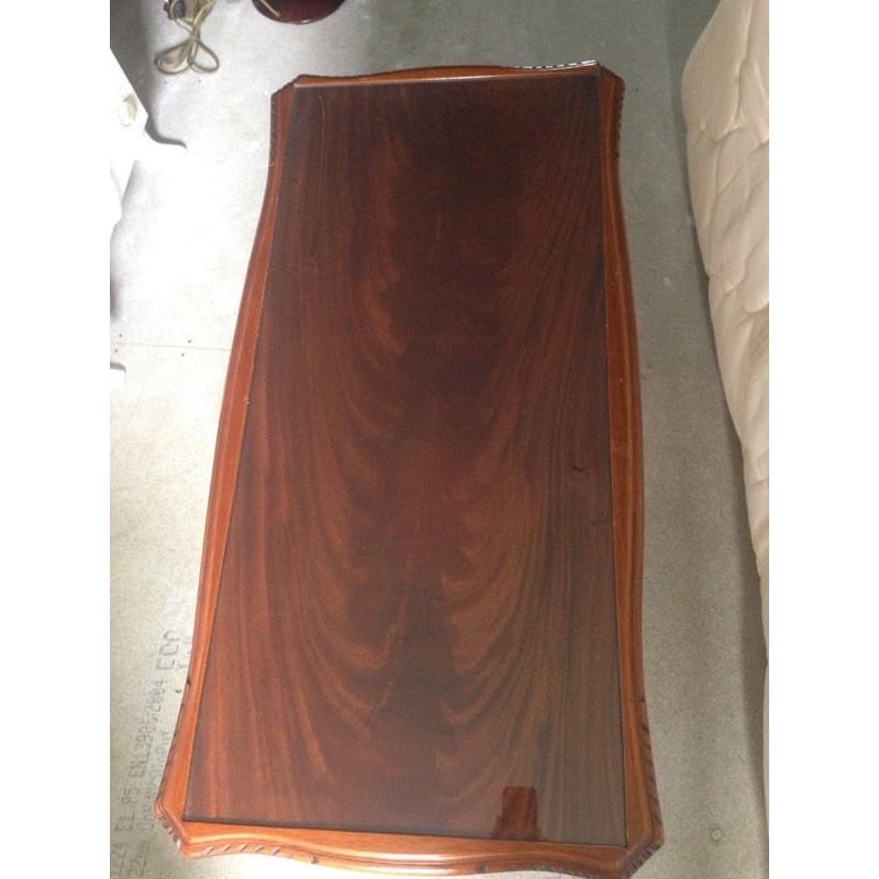 Glass top wooden table