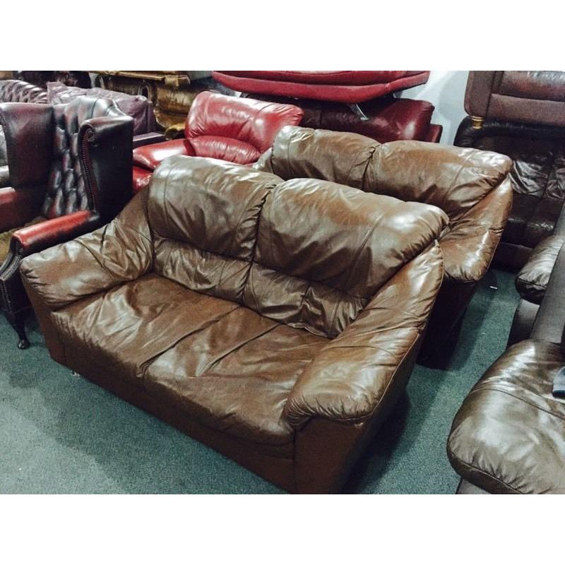 2 leather 2 seater sofas