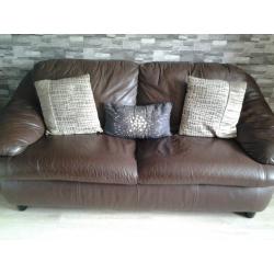 Three seater brown leather sofa for sale