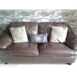 Three seater brown leather sofa for sale