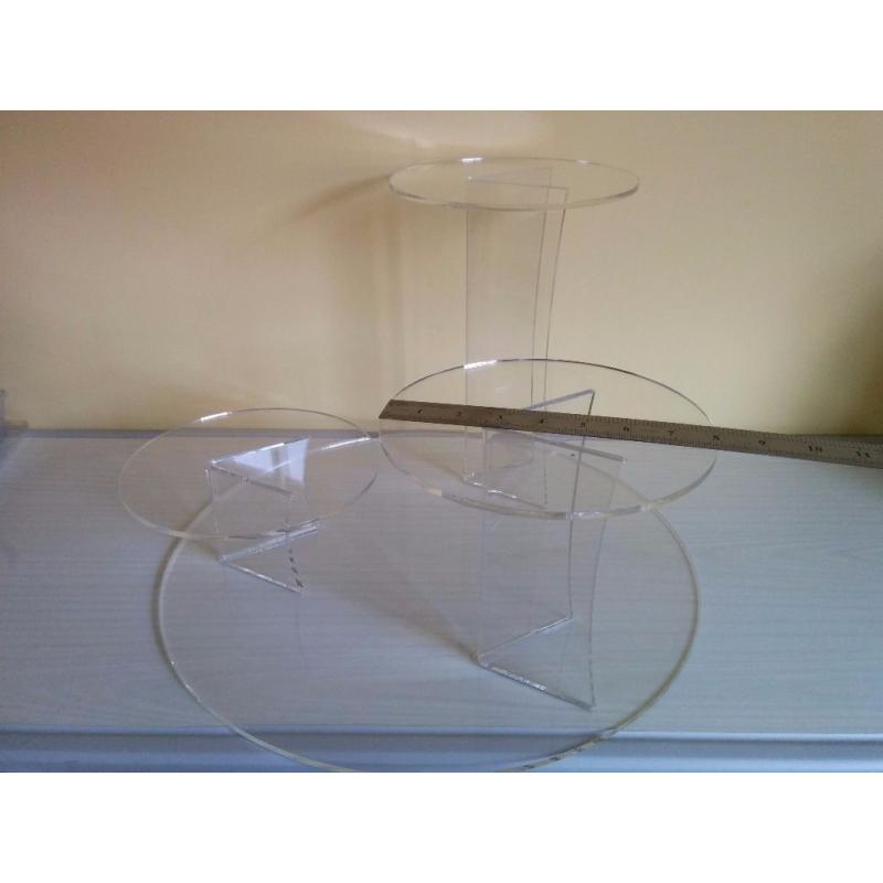 3 Tier cake / cupcake stand. Clear acrylic.