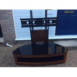 solid wood and high gloss black glass TV stand