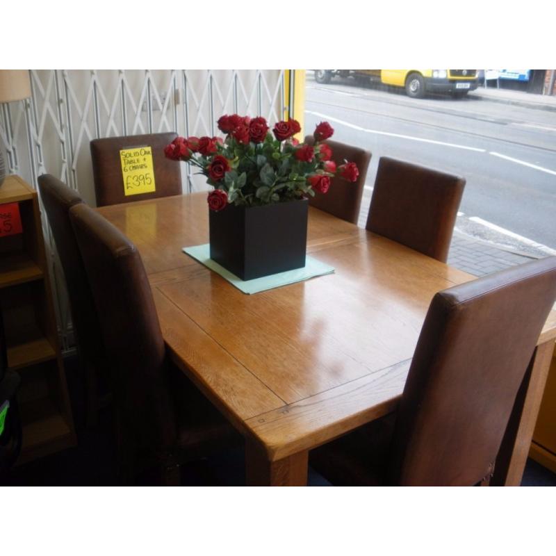 Big Oak Table and 6 Leather Chairs