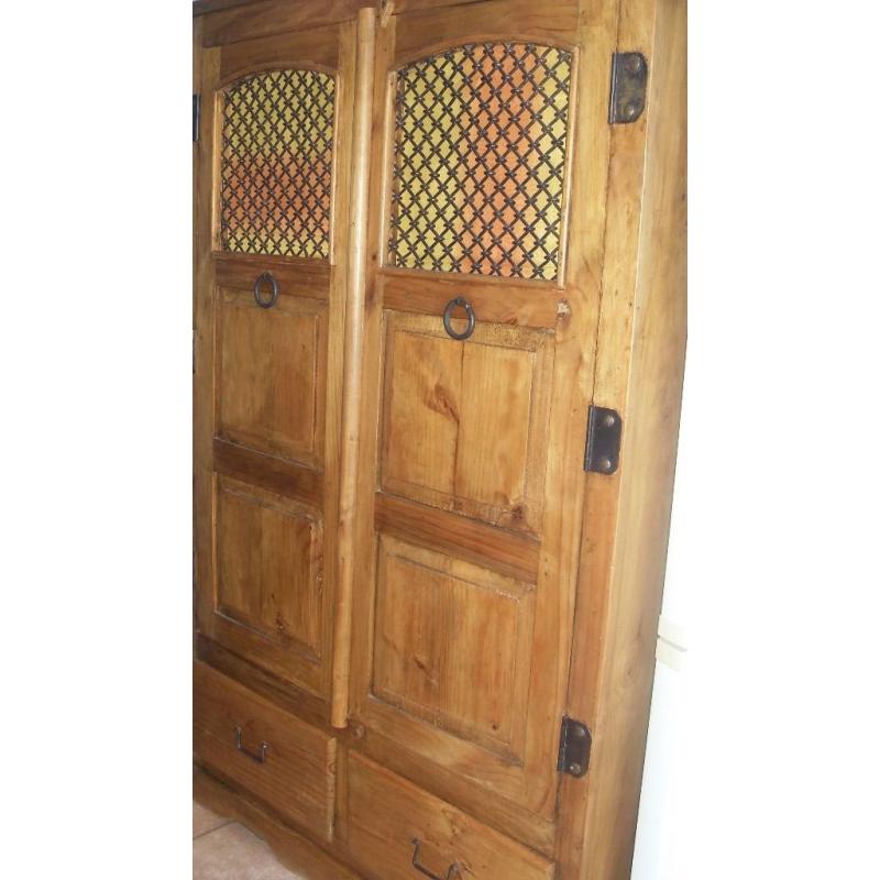 Light Sheesham / Jali / Indian Rosewood Wardrobe with 2 Drawers