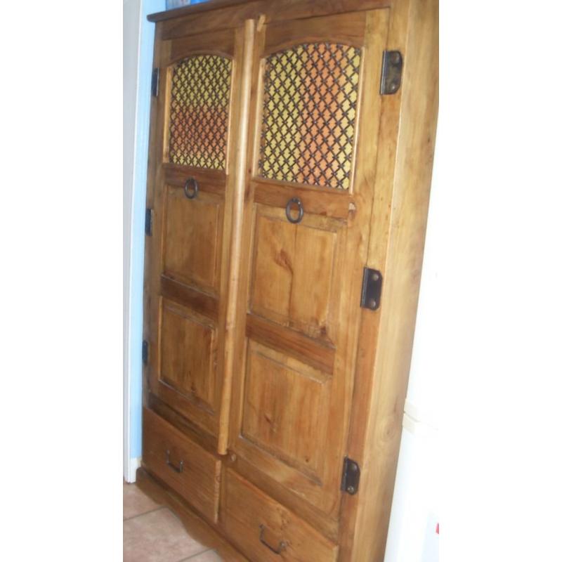 Light Sheesham / Jali / Indian Rosewood Wardrobe with 2 Drawers