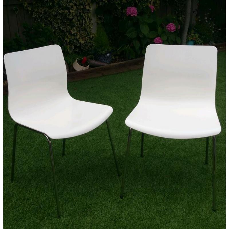 2 x ikea chairs white with chrome legs