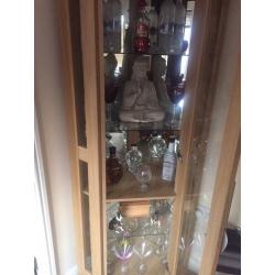 Corner glass display cabinet