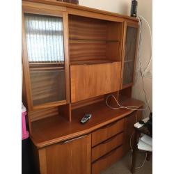 Solid wood storage unit with glass doors upcycle project