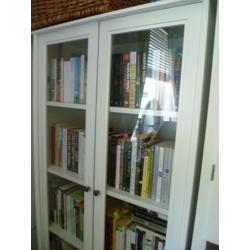 Ikea Hemnes white bookcase with drawer and glass doors